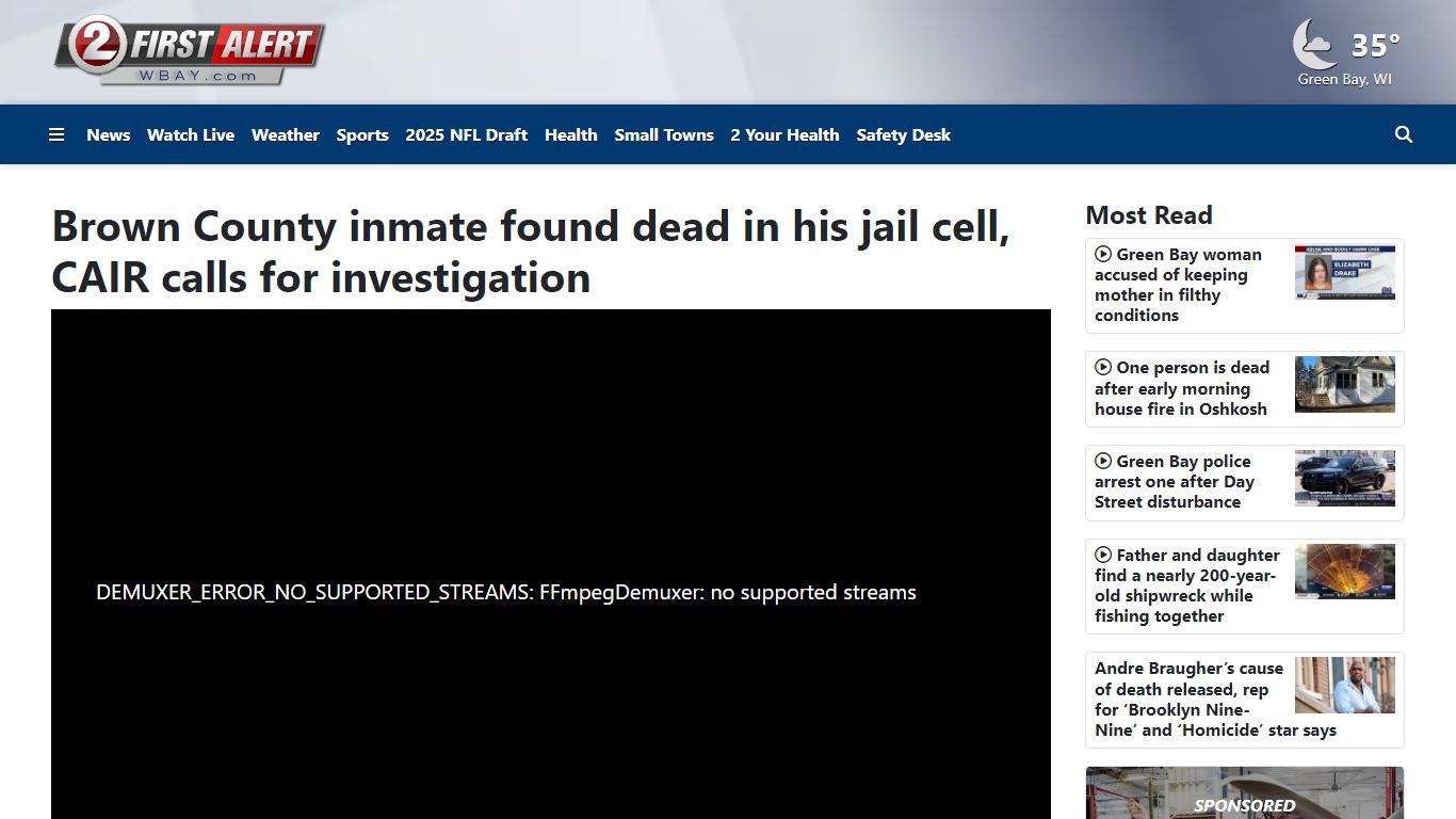 Brown County inmate found dead in his jail cell - WBAY