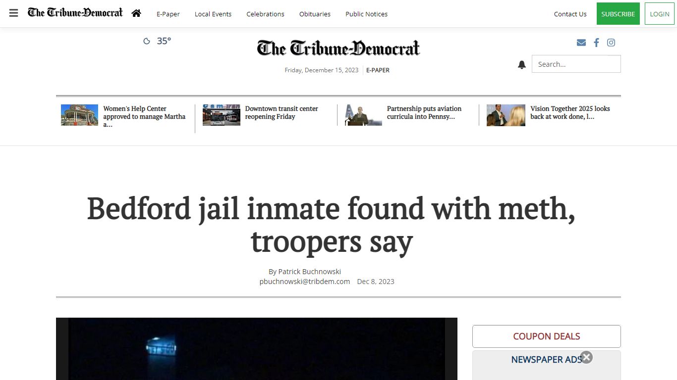Bedford jail inmate found with meth, troopers say | Local News ...